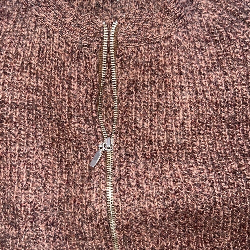 New with tags vintage sweater/cardigan with zipper, brown color, size Large - Picture 5 of 11